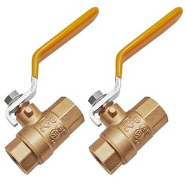 1/4" Full Port Brass Ball Valve – Lead-Free Brass Valve, Female Threaded NPT Connector, Max Pressure - 150 PSI WSP 600 PSI WOG - 1/4 inch, 2 Pack