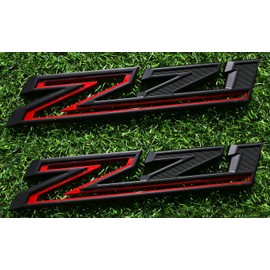 2 Pack 2019-2025 Z71 Emblem Decals Side Badges Compatible with Silverado Z71 Parts 84632695 (Black Red)