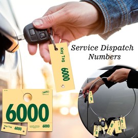 1000 Automotive Service Dispatch Numbers Mirror Hang Tags Numbered 6000-6999 RL78 Style Red Green Service Dispatch Numbers Manilla Card Stock with 1.25 Slotted Hang Cutout