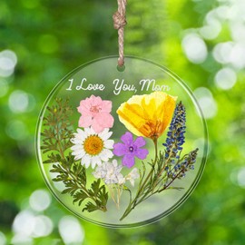 Nuanchu Gifts for Mom - Christmas Ornament Gifts for Mom from Daughter and Son - Dried Flower Resin Pendant Hanging Ornaments - Birthday Gift for Mom, Mama, Grandma, Her, Women 3.7 Inch