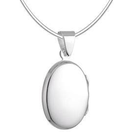 Vinani Opening Shiny Oval Locket Pendant With Snake Chain 925 Sterling Silver Italy, amo S 0