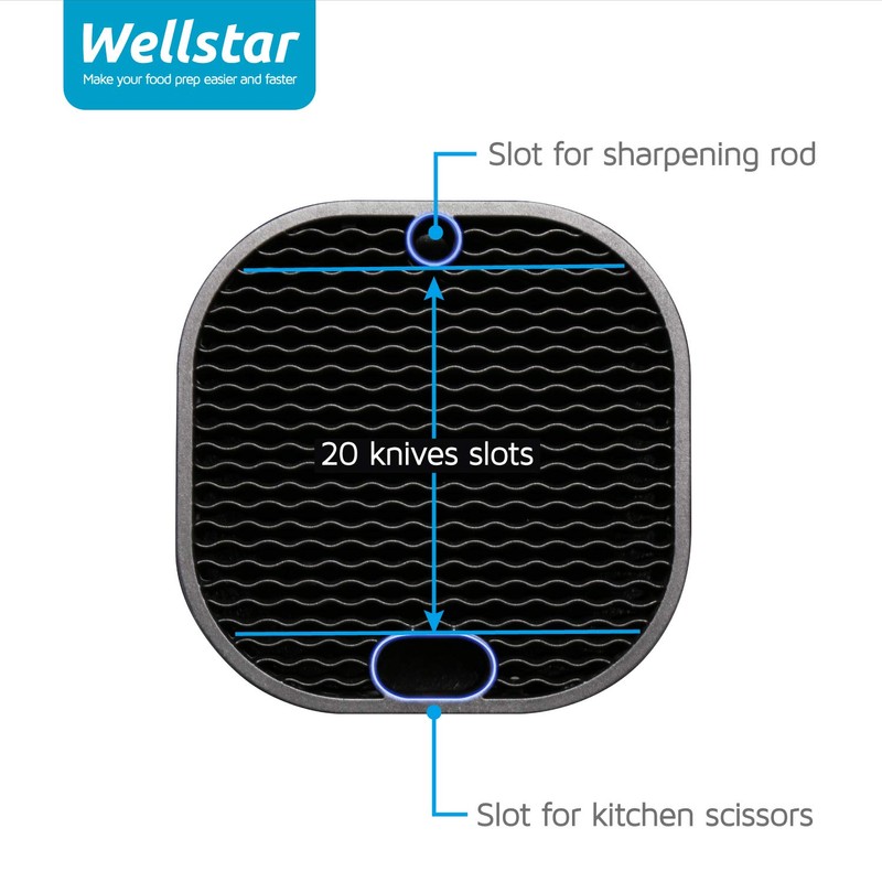 Universal Knife Block for Kitchen, WELLSTAR Knife Holder without Knives,
