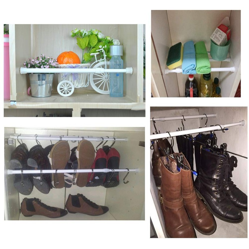 5 Pack Extendable Tension Rods, 30-50cm / 11.8-19.7inch Adjustable Spring