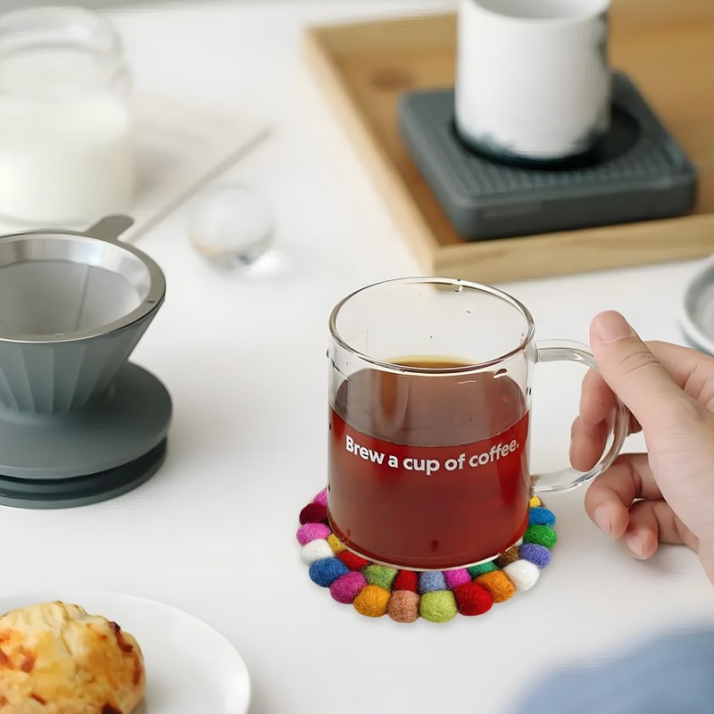 2 Pack Wool Table Coasters, Felt Coasters, Handmade Felt Coasters