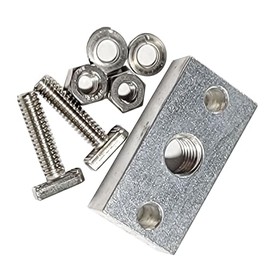 Monster Rod Holders Economy Kayak Track Base | Aluminum 2-Hole Mounting Base with Universal T-Bolts | Fits Kayak Tracks | Accepts 1/2″ Rod Holders | Right & Left-Hand Threading Options