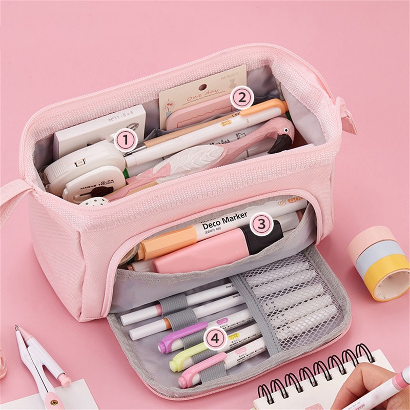 Pen Case Ship Type with Window Style Large Capacity Double