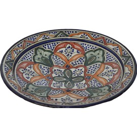 Ceramic Plates Moroccan Handmade Serving Wall Hanging Exquisite Colors Decorative 14 inches Diameter