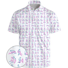 Funny Golf Shirts for Men Crazy Funny Golf Polo Shirt Fun Hawaiian Golf Polos Funny White 4XL