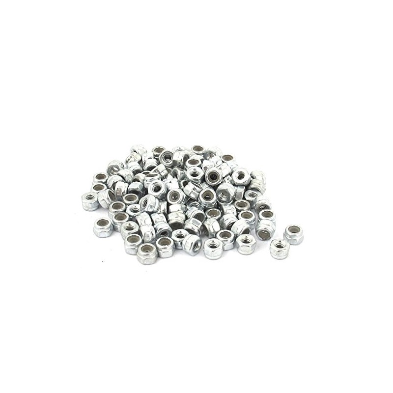 sourcing map M2 Zinc Plated Self-Locking Nylon Insert Hex Lock