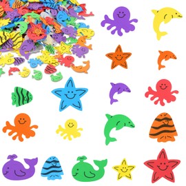 1000 Pcs Ocean Animal Foam Stickers Marine Animal Stickers 5 Designs Cartoon Sea Animal Include Starfish Dolphin Octopus Whale Fish Stickers Decals for Kids Teacher Rewards and DIY Crafts