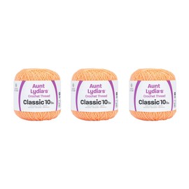Aunt Lydia Classic Light Peach Crochet - 3 Pack of 350y/320m - Cotton - Gauge 10 - Crochet