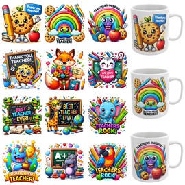 CHNVICK 12 PCS Teacher Appreciation UV DTF Stickers for Mugs