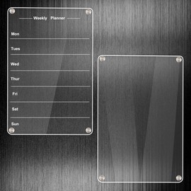 2-Pack Magnetic Fridge Calendar 30x24cm, Acrylic Calendar Weekly Planner Set with 6 Wet Erase Markers,Magnetic Storage Pouch,and Eraser,Fridge Planner for Home, Office,and Kitchen