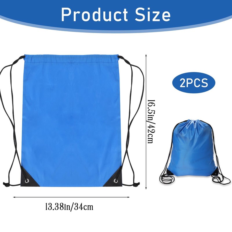 Sliverdew 2 Pcs Blue Drawstring Backpack - Sports Cinch Sack,