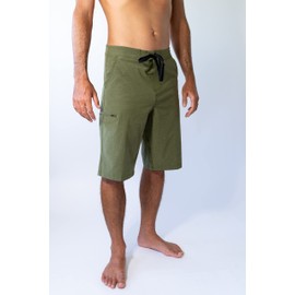 Maui Rippers Very Long 24" Cotton Blend Dark Olive Hybrid Walkshort Boardshorts (Moss, 42)