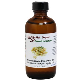 Essential Depot Frankincense Essential Oil 5% Dilution in Jojoba - 4 fl oz - Essential Oil Protective Amber Glass Bottle with a Safety Sealed phenolic Screw Cap