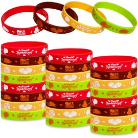 Happy Thanksgiving Rubber Bracelets Fall Harvest Party Supplies Silicone Wristbands Happy Thanksgiving Birthday Party Favors Pumpkin Party Gift Goodie Bag Fillers Stuff