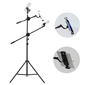 Microphone Stand, IMAGE Mic Stand with Mic Clip Holder, Collapsible and Adjustable Height Heavy Metal Base for PC, Tablet or Cellphone