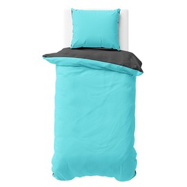 Visaggio Reversible Microfibre Bed Linen 155 x 200 cm Turquoise Anthracite Duvet Cover Set Plain Duvet Cover Pillowcase Bedroom Set