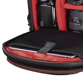 Hama Miami Camera Backpack, 150, Black/Red, Black, 33 x 25 x 19 cm, Traveler
