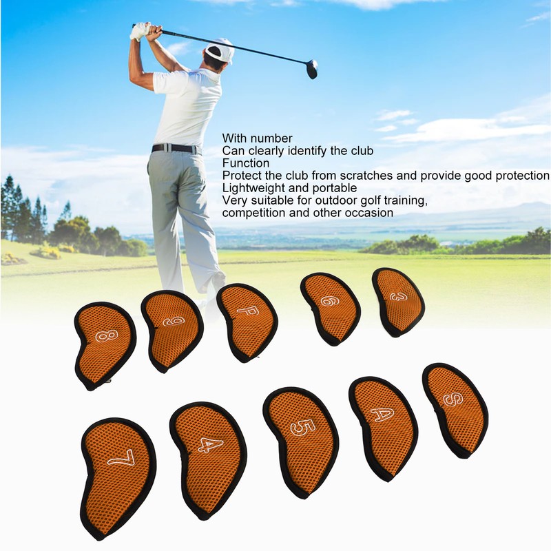 10pcs Golf Iron Covers Set with Numbers Waterproof Golf Head