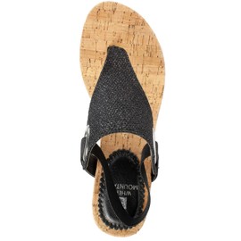 WHITE MOUNTAIN Shoes Aida Women's Cork Wedge Sandal, Black/Glitter, 8.5 M