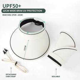 Visor Hat for Women, Wide Brim Sun Visors for Golf, Tennis, Running, Sports, Beach, Travel, Caps with UPF Sun Protection White