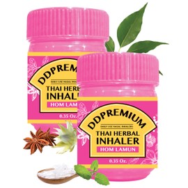 DDPremium Herbal Inhaler with Menthol & Essential Oil - Natural Thai Inhaler for Enhanced Breathing, Promotes Clearer Nasal Passages - Yadom HOM LAMUN Pack of 2
