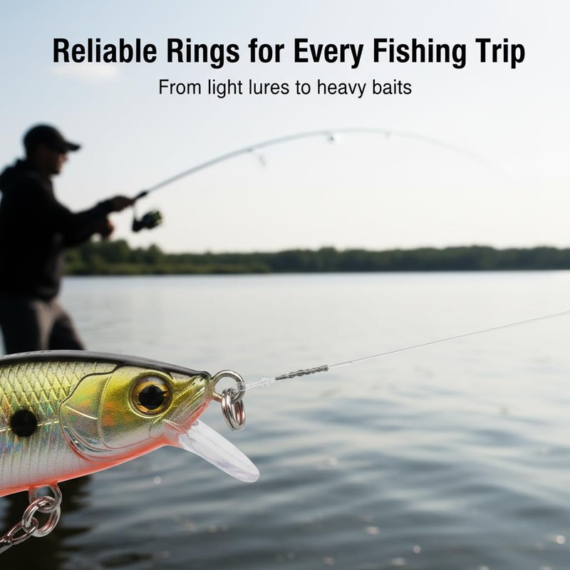 OUGOTHZ 200Pcs Fishing Split Rings, Stainless Steel Lure Connector Rings