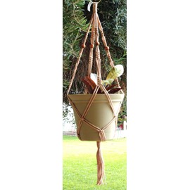 Macrame Plant Hanger 36" Vintage Style 4mm Cord with Beads Choose Color (Sand)