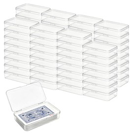 64 Pcs Playing Card Box, Clear, Snap Closed, Storage Organizer Holder, 3.86 x 2.91 x 0.94 Inch, for Poker Gaming Trading Business Bank