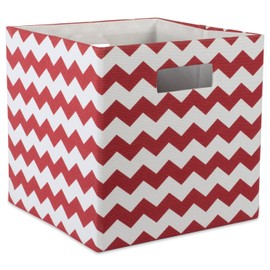 DII Hard Sided Collapsible Fabric Storage Container for Nursery, Offices, & Home Organization, (13x13x13)-Chevron Rust