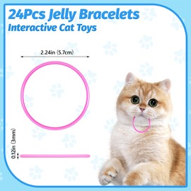 AKAIXI Cat Toys 24 PCS, Rubber Cat Chew Toy, Interactive Cat Toys to Kill Time, Colorful Bracelets Bands for Cat (Jelly Bracelets)