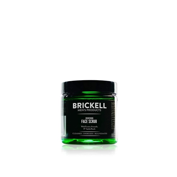 Brickell Men's Renewing Face Scrub for Men, Natural and Organic Deep Exfoliating Facial Scrub Formulated with Jojoba Beads, Coffee Extract and Pumice, 2 Ounce, Scented