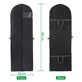 Dress Bags, 1 Pcs Black Dress Covers Protector Bags, Clothes Bags for Women Long Clothing, Garment Cover for Wedding Dresses, for Hanging Wardrobe Storage and Suit Travel Carrier Bag, 60cm x 180cm