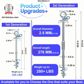 Dog Tie Out Stake for Yard,(up to 300lbs),360° Swivel Dog Run Anchor,Use Any Tie Out Cable or Yard Leash- Outdoor Camping(Anchor Only)