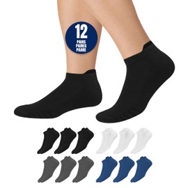KOPNHAGN 12 Pairs Trainer Socks Womens Mens Running Ankle Socks Sports, 12 Pairs, Multicolor, UK Size: 12-15