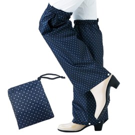 Selvin Rain Leg Cover, Rain Gear, Women's, Stylish, Bicycle, Motorcycle, Portable, Rain Cover, Polka Dot, Navy, Drawstring Splash Guard, Storage Pouch, Portable, Lightweight, Compact, Rainwear,