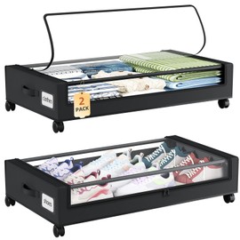 Somdot Under Bed Storage with Wheels, 2 Pack Under Bed Storage Containers