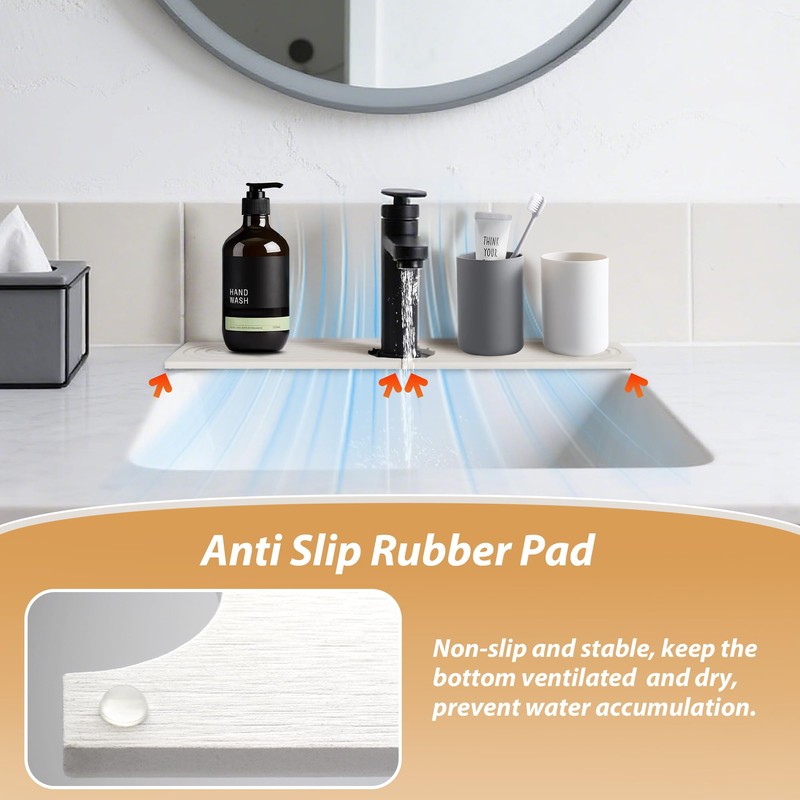 Volminex Diatomite Faucet Mat for Kitchen Sink, Stone Sink Splash