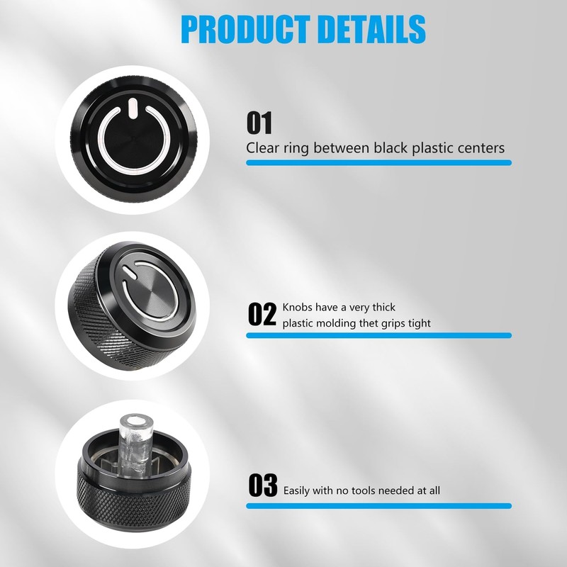 Xomzema 3Pcs Upgraded Control Switch Knob for Jeep Wrangler 1999-2006,Air