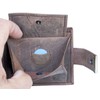 Men's Brown Natural Leather Wallet with a Shark, brown, Minimalist