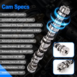 E1840P Sloppy Stage 2 Camshaft Kit for GM/Chevy 4.8L 5.3L 5.7L 6.0L 6.2L LS LS1 LS2 LQ4 LQ9 Engine, (Includes Cam, Springs, 7.400" Pushrods, Seals & Gaskets)