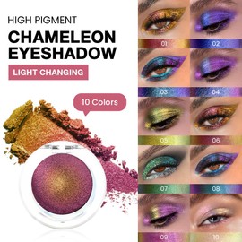 evpct Mermaid Chameleon Eyeshadow Palette Duochrome MultiChrome Makeup, Wine Red Purple Glitter Shimmer Loose Eyeshadow Palette High Pigments Chameleon Chrome Holographic Eyeshadow MultiChrome