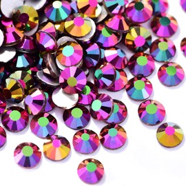 Towenm 2000 Pieces Crystal Flatback Rhinestones, 2.8mm Glue Fix Glass Flat Back Crystals, Non Hotfix Flatback Crystal Rhinestone for Nails Face Art Crafts, Round Loose Gemstones (Rainbow AB, SS10)
