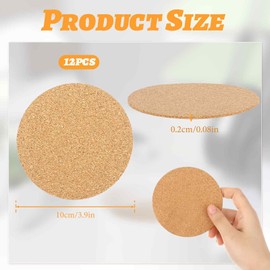 12PCS Cork Coasters Cork Mats Placemats Cork Board Coffee Coaster for Hot Pans Hot Water Cups, Protecting Tables and Floors for Decoration