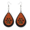 Leopard Orange and Black Paw Print Earrings - Game Day