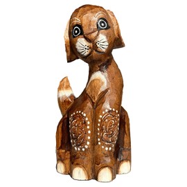 Keskin Wooden Dog Sculpture, Dog Statue, Dog Figurine, wooden sculptures decor (Brown - 25 cm)