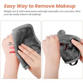 ZILZUFA Pack of 6 20 x 20 cm Microfibre Make-Up Wipes Washable for Gentle Face Cleansing, Square Microfibre Wash Cloths Face Towels Mini Towels Makeup Remover Cloth