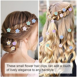 papasgix 20Pcs Mini Flower Hair Clips Cute Hair Pins & Barrettes Colorful Clips for Wedding & Bridal Flower Hair Accessories for Girls Women (Blue)